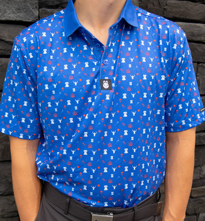 Front view of The Philly Jawn Philly golf polo by Foresome Golf Co.