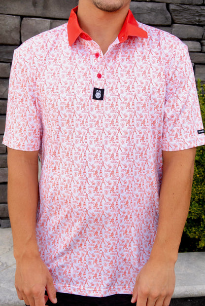 Front view of The South Philly Sandlot Philly baseball golf polo by Foresome Golf Co.