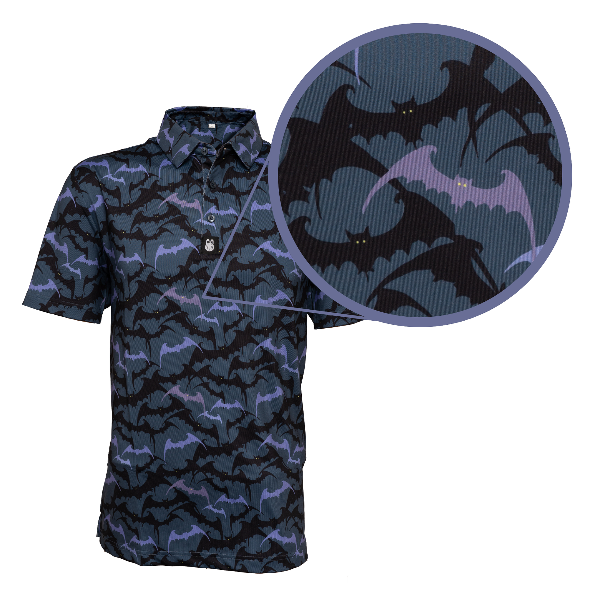Close-up of Batman golf polo fabric – high-performance, moisture-wicking material designed for flexibility, breathability, and all-day play.