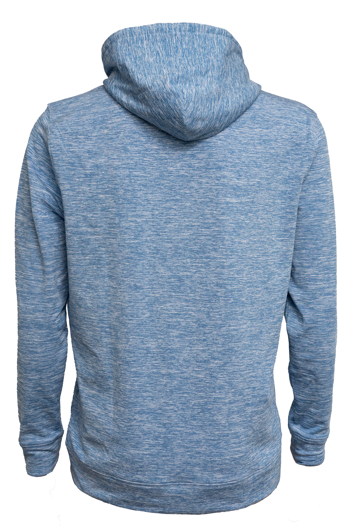 Back view of the Heather hoodie, showcasing a clean and simple design with a comfortable, relaxed fit, perfect for casual outings or layering on cooler days.
