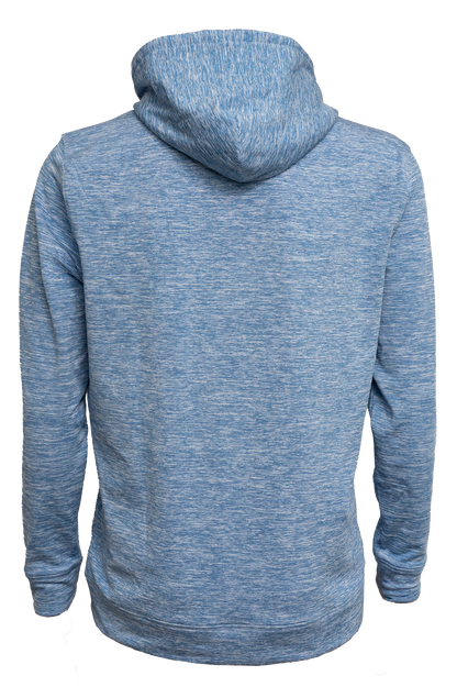 Back view of the Heather hoodie, showcasing a clean and simple design with a comfortable, relaxed fit, perfect for casual outings or layering on cooler days.