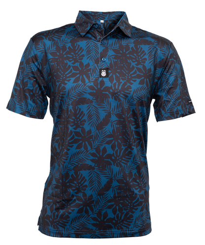 Front view of The Villages golf polo, featuring a clean, classic design, breathable fabric, and a comfortable athletic fit, perfect for active living on and off the course.