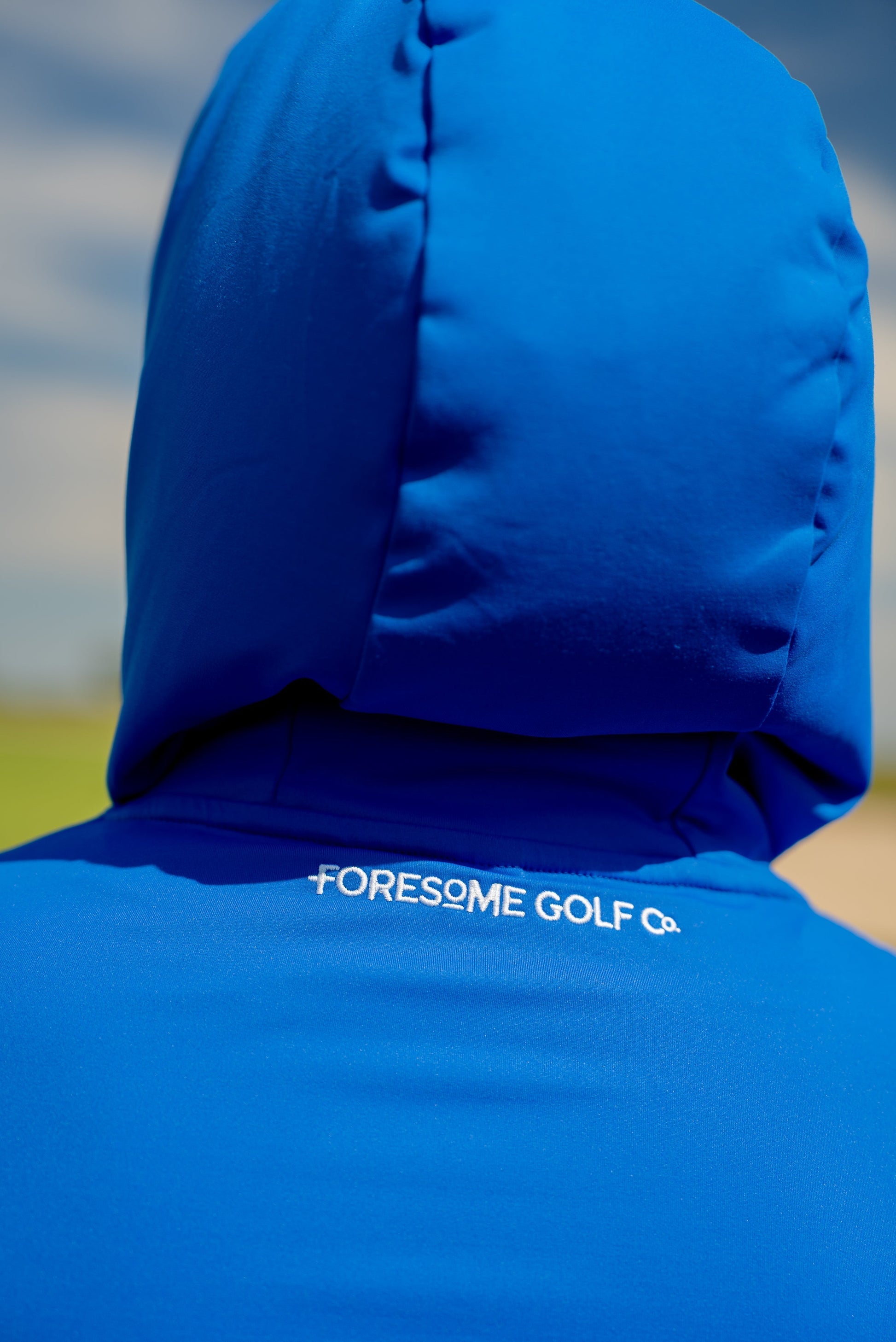 Back close-up of hood up showing “Foresome Golf Co.” text on the Philly Phrenetic After Hours Philadelphia golf hoodie