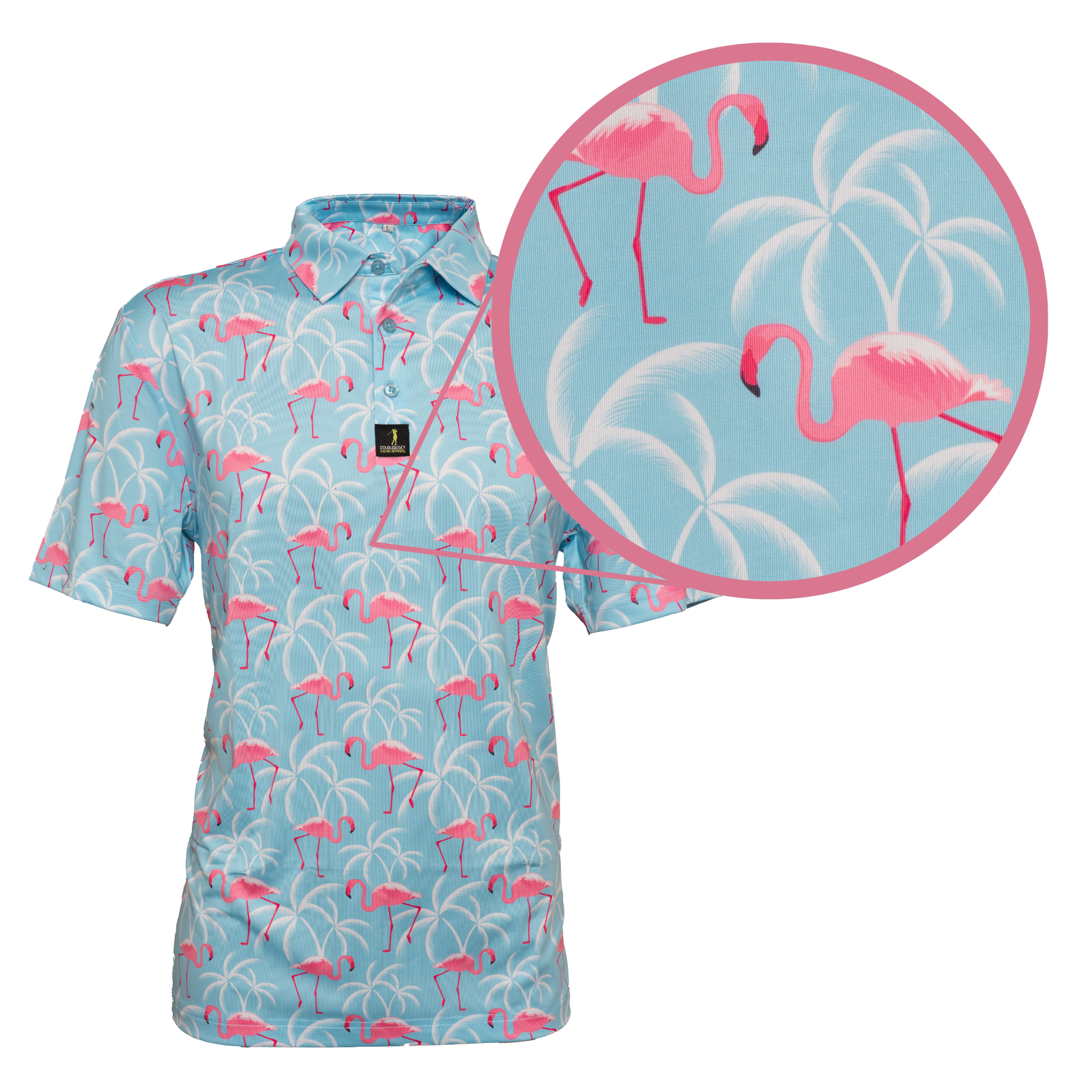 Close-up of Florida Man polo fabric – breathable, moisture-wicking material for all-day comfort and flexibility on the course.