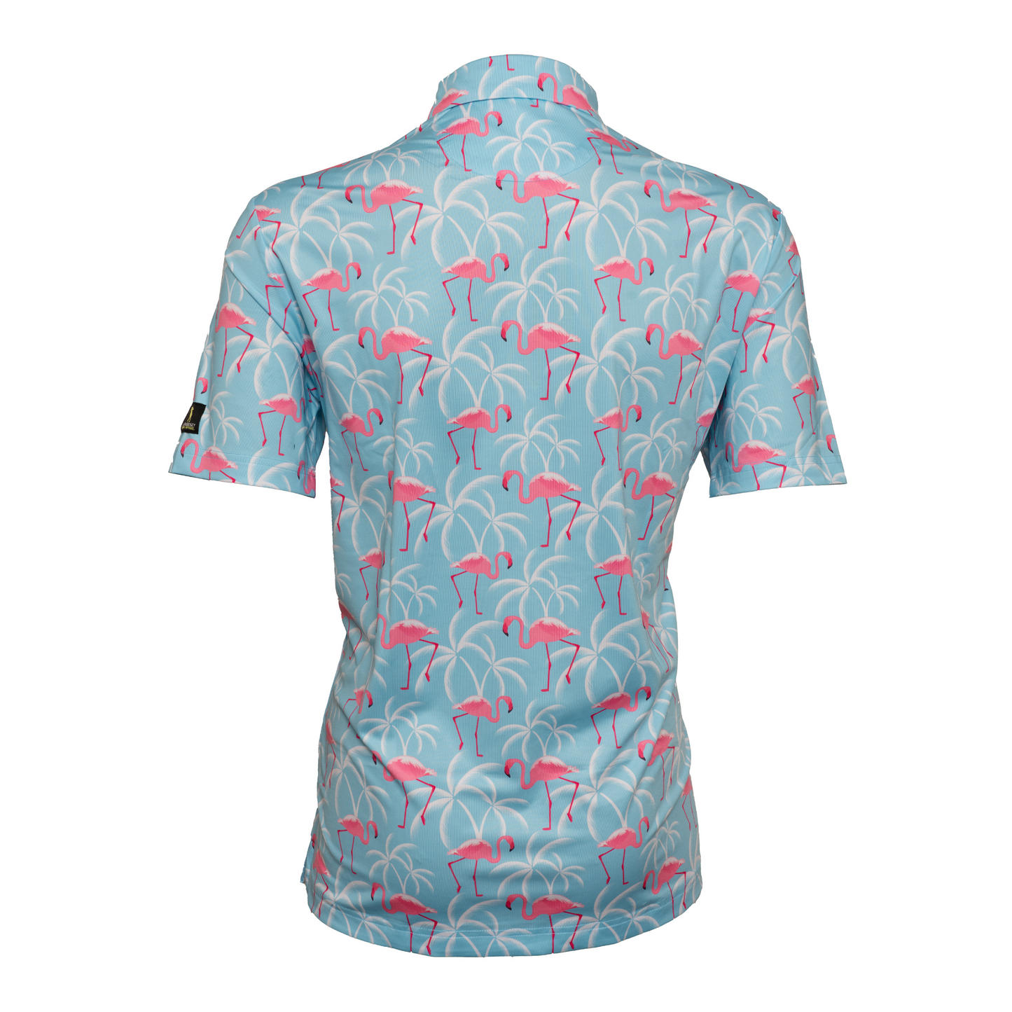 Back view of Florida Man men’s golf polo – vibrant design and lightweight material for a stylish, flexible fit during your golf game.