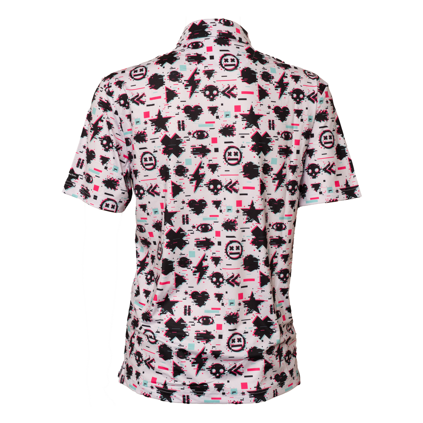 Back view of Game Over Man men’s golf polo – sleek design with a comfortable fit and high-performance fabric, ideal for golfers who love video game style.