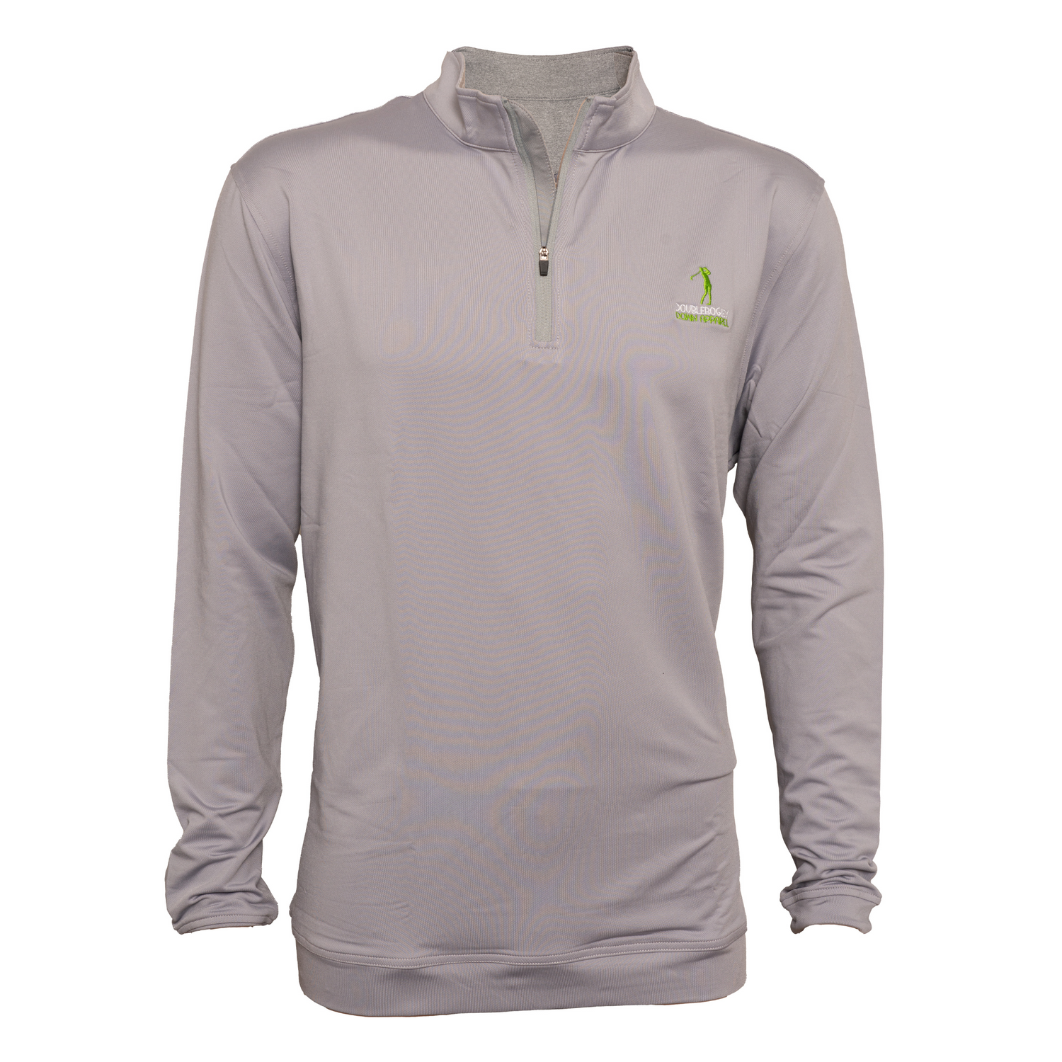 Front view of The Silver Slice men’s golf quarter zip – light gray, athletic fit, perfect for golf, casual wear, and ultimate comfort.