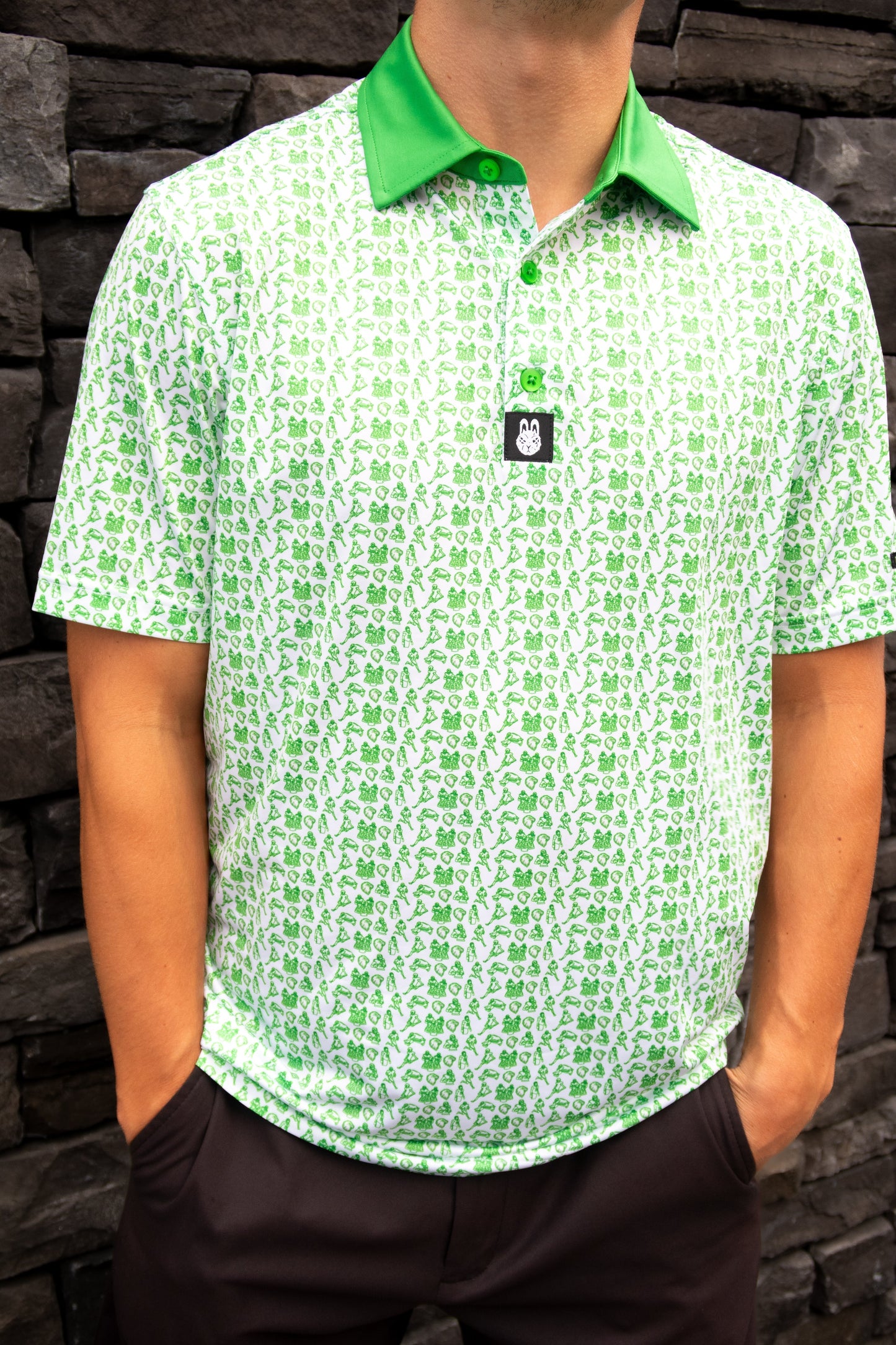 Front view of the Birds & Bogeys Philadelphia golf polo for men by Foresome Golf Co.