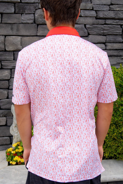 Back view of The South Philly Sandlot Philly baseball golf polo by Foresome Golf Co. showing full design.