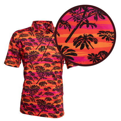 Close-up of Jersey Shore Nights golf polo fabric – breathable, high-performance material with subtle texture for enhanced comfort and flexibility.