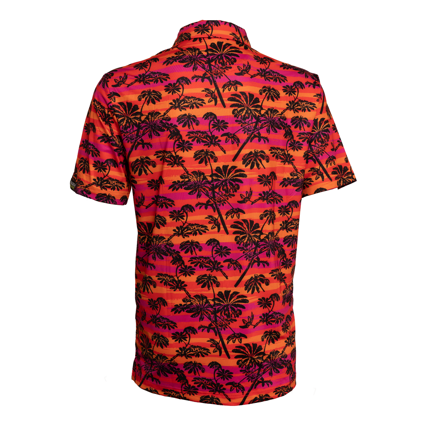 Back view of Jersey Shore Nights men’s golf polo – sleek athletic fit with soft, moisture-wicking fabric designed for comfort and mobility on the course.