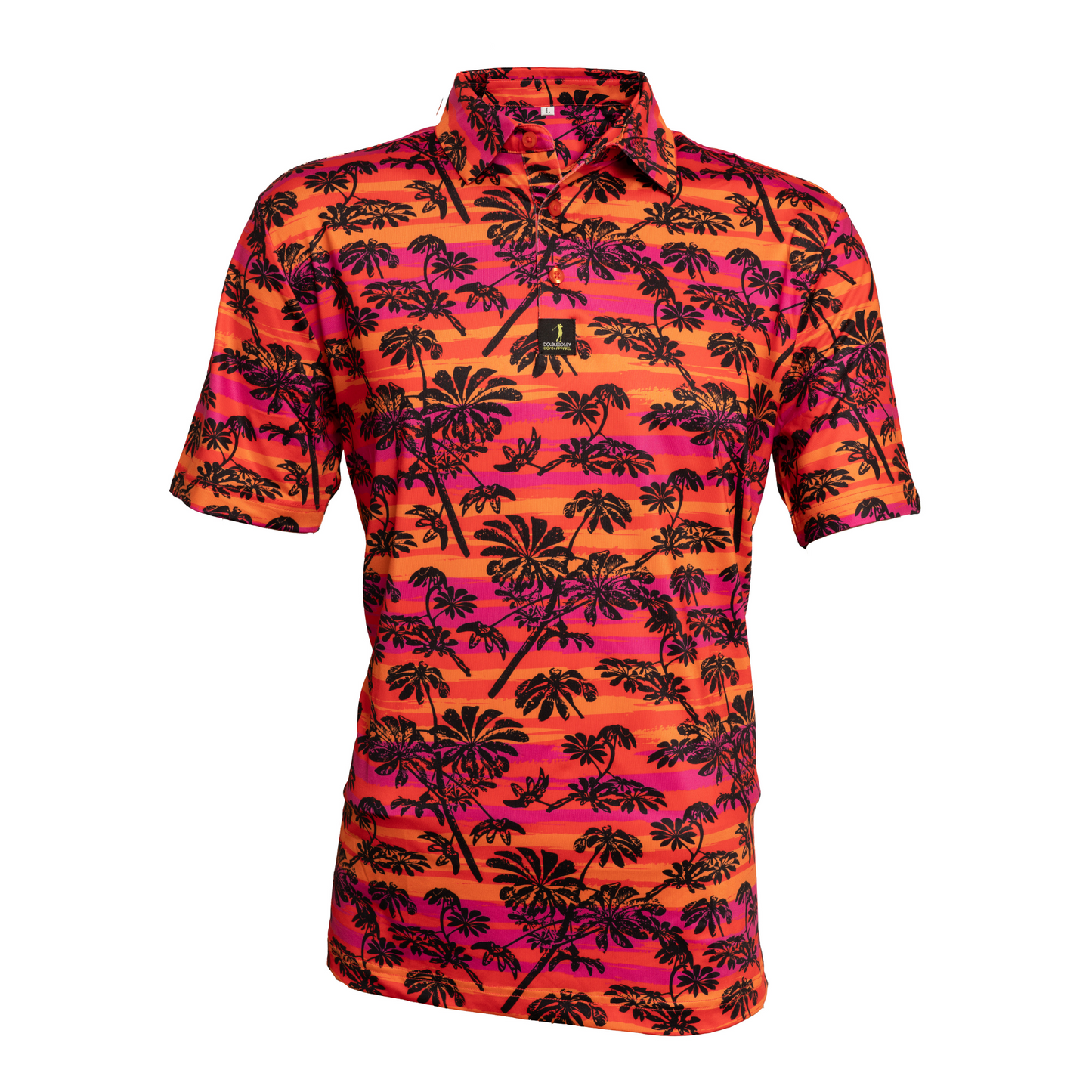 Front view of Jersey Shore Nights men’s golf polo – stylish, lightweight design with beach-inspired colors and breathable fabric for all-day performance.