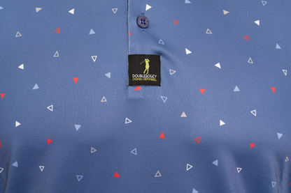 Close-up of the Merica Men’s Golf Polo’s patriotic graphic – a bold design showcasing pride and performance for a standout look on and off the course.