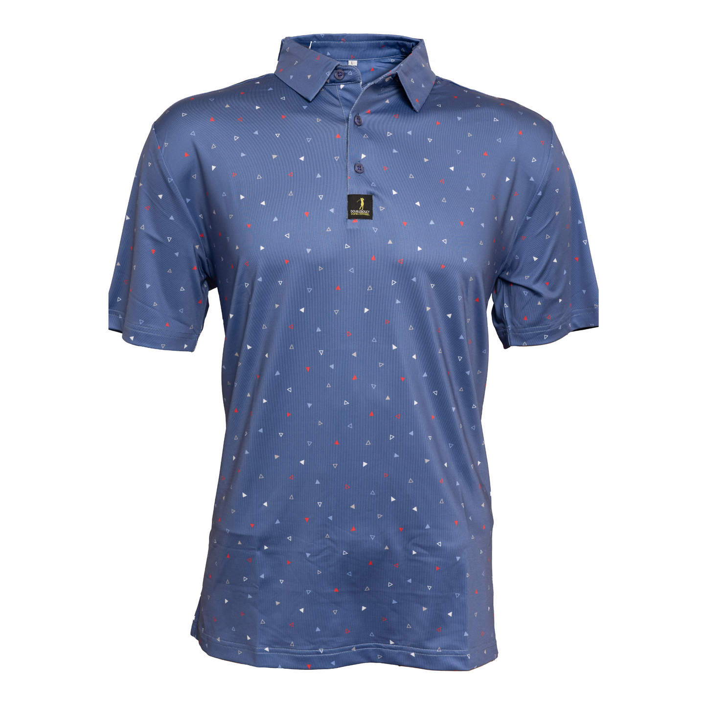 Front view of Merica Men’s Golf Polo – patriotic design with breathable, lightweight fabric, perfect for performance on the golf course and casual wear.