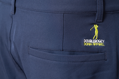Close-up of the back of The Navy Nine men’s golf shorts – high-quality fabric with secure stitching, perfect for a flexible and comfortable golf experience.