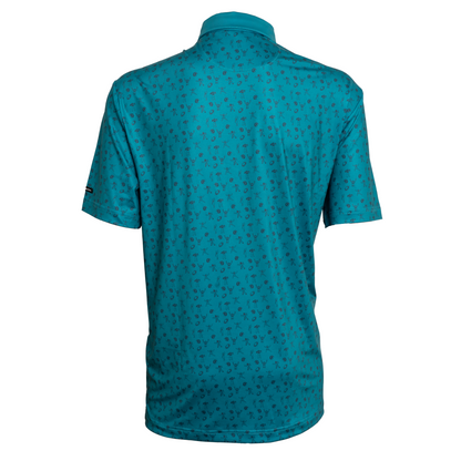 Back view of The Gang Gets Invincible Polo, showcasing its comfortable fit and stylish design with a sleek, sporty look, ideal for casual wear and game day.