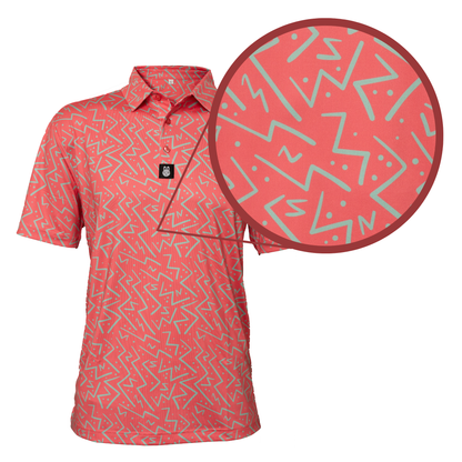 Close-up of the Dolph Ziggler Golf Polo’s fabric – moisture-wicking, lightweight material designed for all-day comfort and performance.